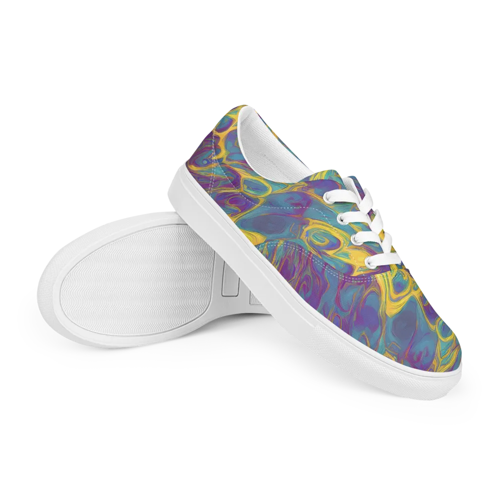 Golden Waveform on Men's Lace-Up Canvas Shoes — Right Front