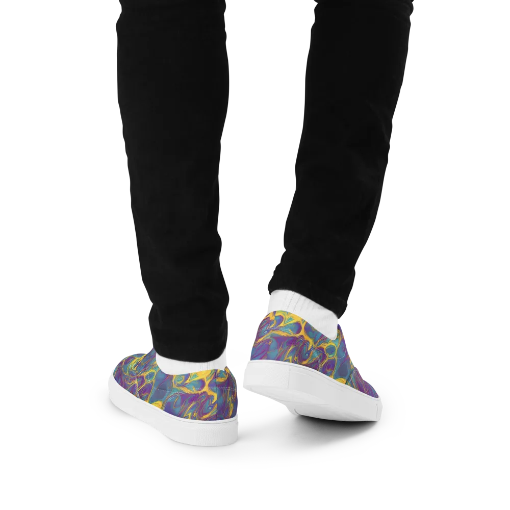 Golden Waveform on Men's Lace-Up Canvas Shoes — Back
