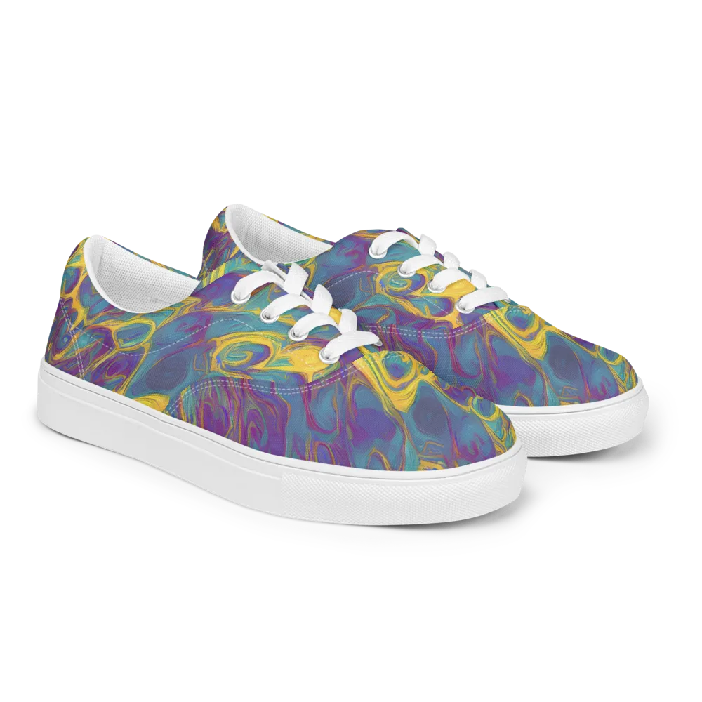 Golden Waveform on Men's Lace-Up Canvas Shoes — Right Front