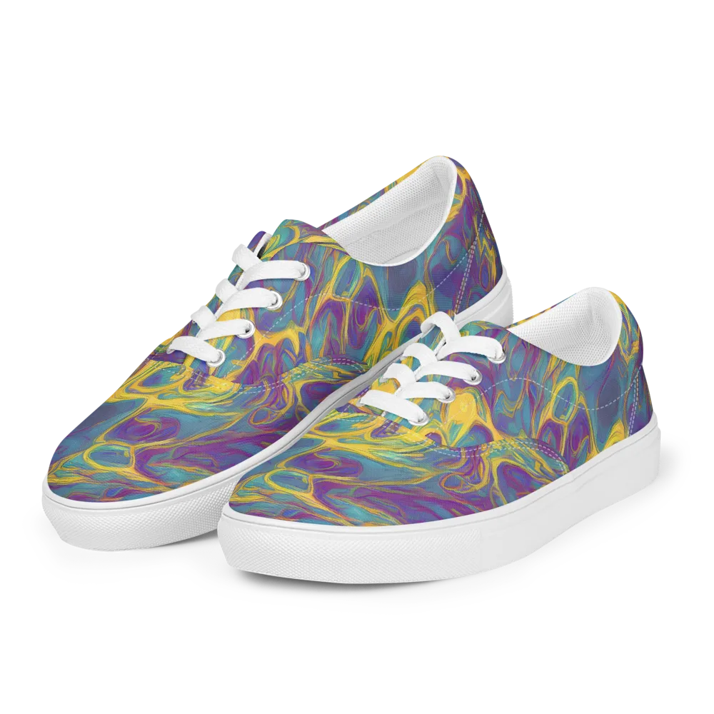 Golden Waveform on Men's Lace-Up Canvas Shoes — Left Front