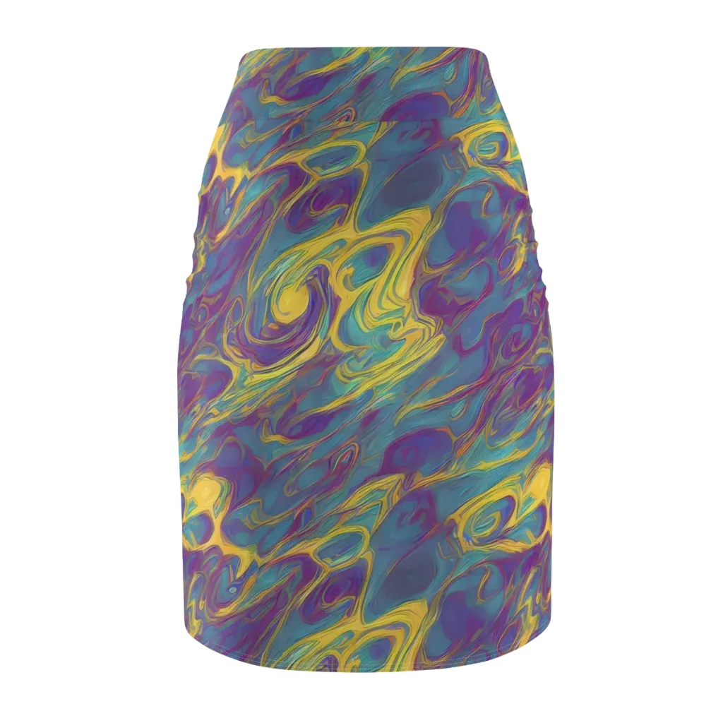 Golden Waveform on Pencil Skirt — Back