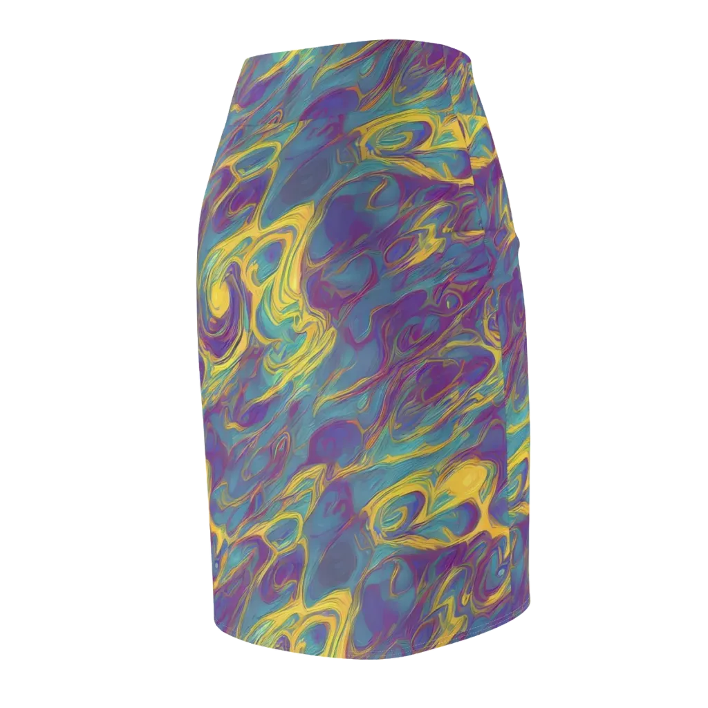 Golden Waveform on Pencil Skirt — Back Side