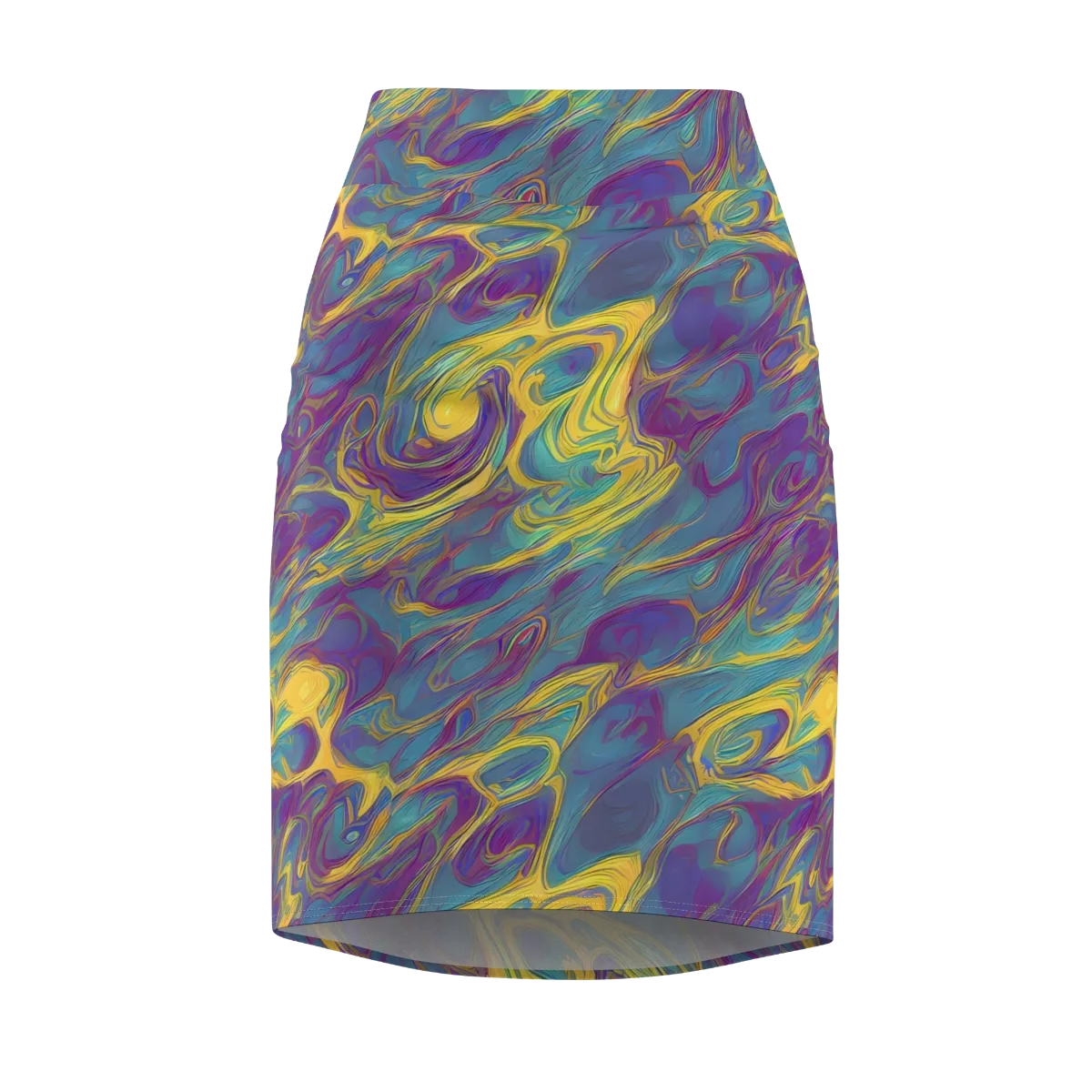 Golden Waveform on Pencil Skirt — Front