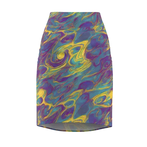 Golden Waveform on a Pencil Skirt