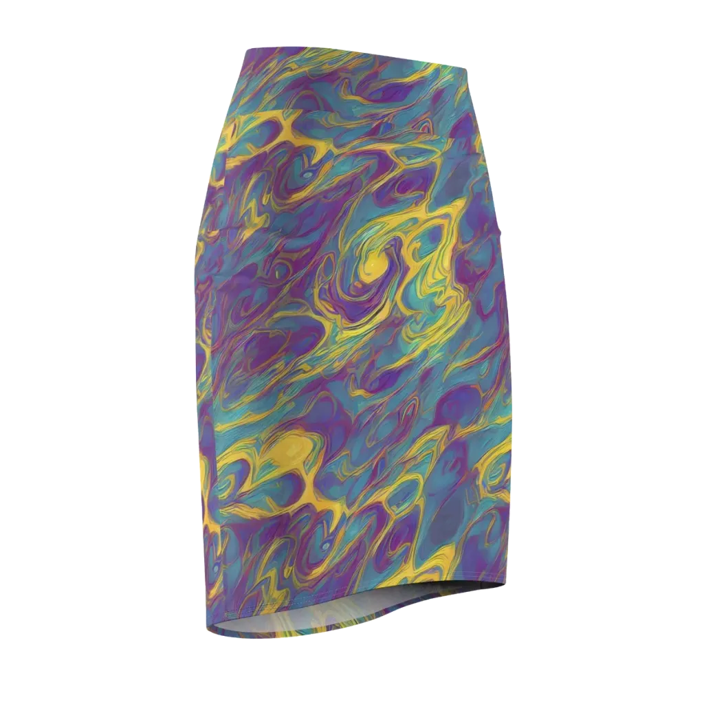 Golden Waveform on Pencil Skirt — Front Side