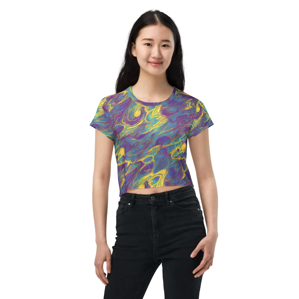 Golden Waveform on Crop Tee — Front