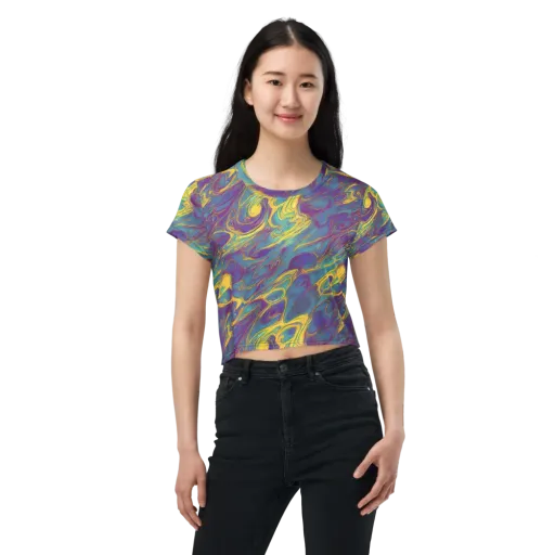 Golden Waveform on a Crop Tee