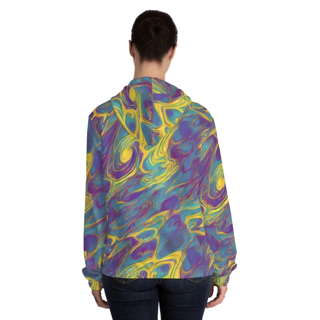 Golden Waveform on Women's Full-Zip Hoodie — Back On Person
