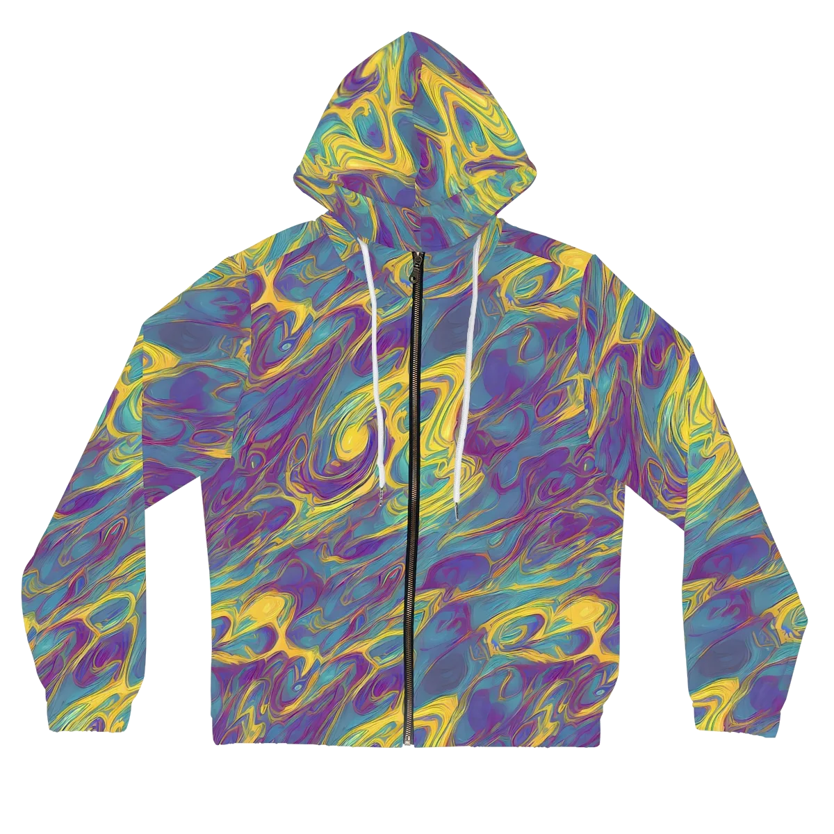 Golden Waveform on Women's Full-Zip Hoodie — Front