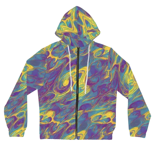 Golden Waveform on a Women's Full-Zip Hoodie