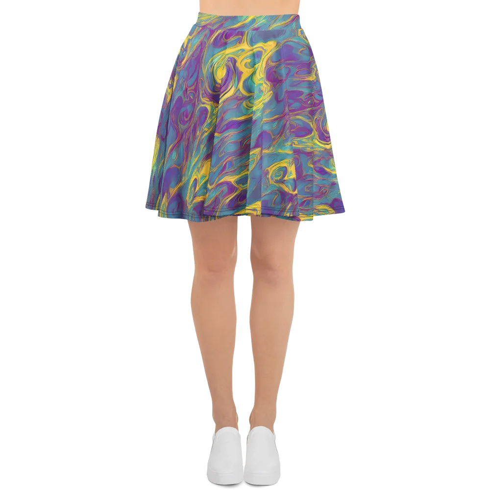 Golden Waveform on Skater Skirt — Front