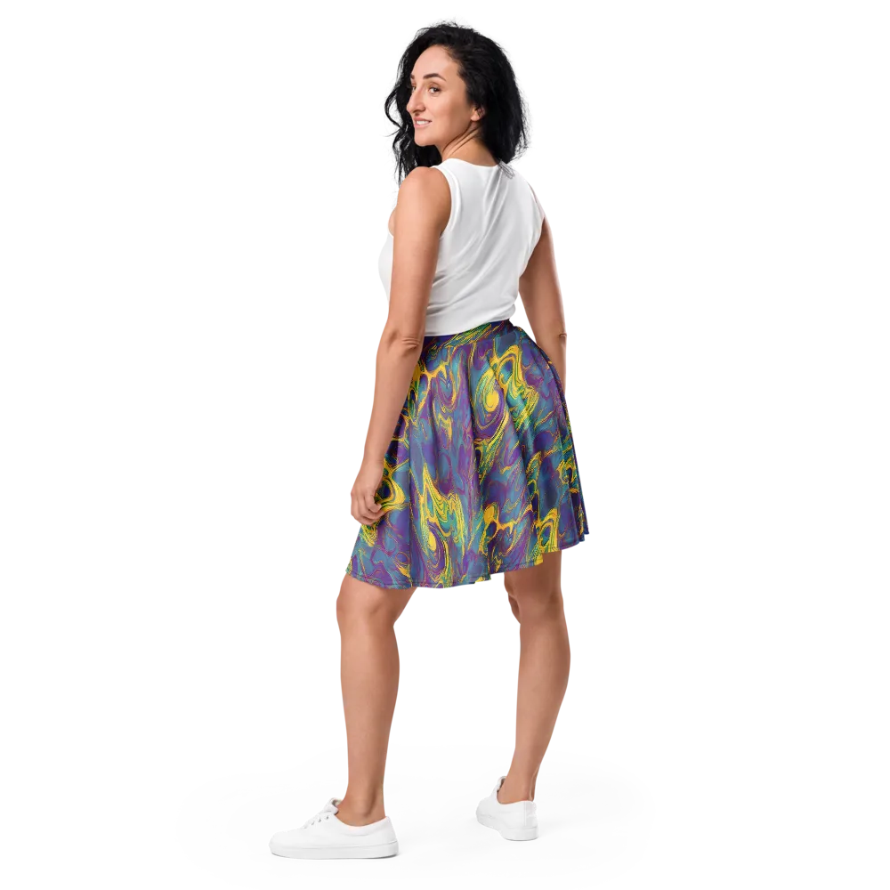 Golden Waveform on Skater Skirt — Back