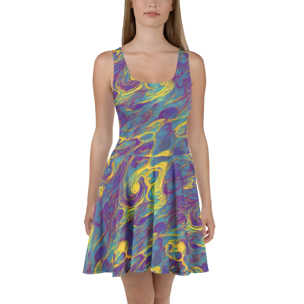 Golden Waveform on Skater Dress — Front
