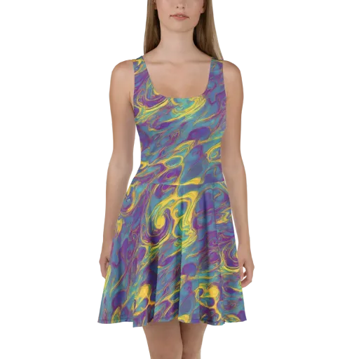 Golden Waveform on a Skater Dress