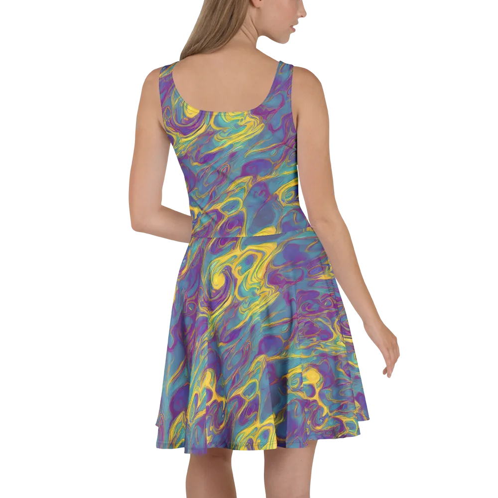 Golden Waveform on Skater Dress — Back