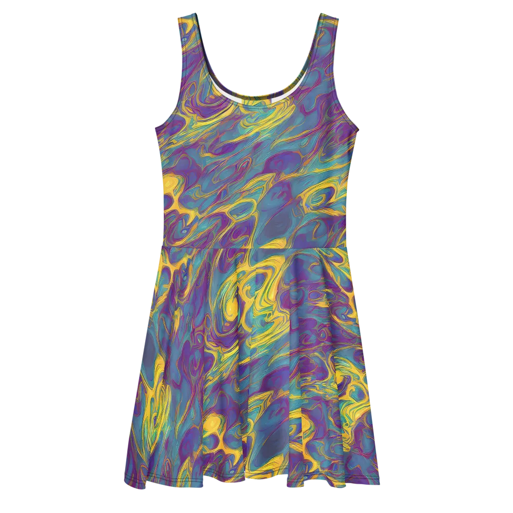 Golden Waveform on Skater Dress — Front