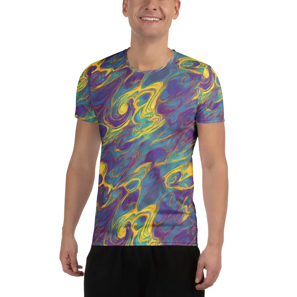 Golden Waveform on Men's Athletic T-Shirt — Front