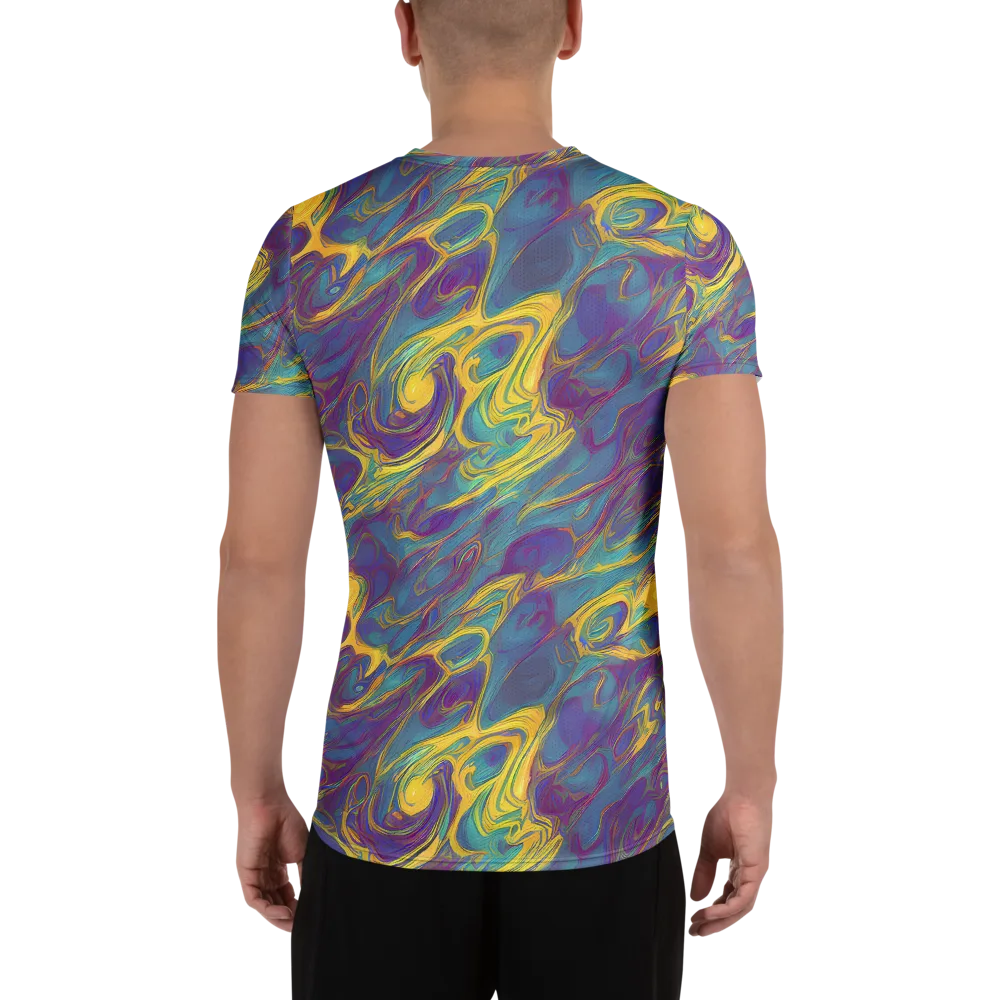 Golden Waveform on Men's Athletic T-Shirt — Back