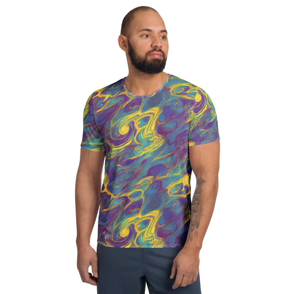 Golden Waveform on Men's Athletic T-Shirt — Front