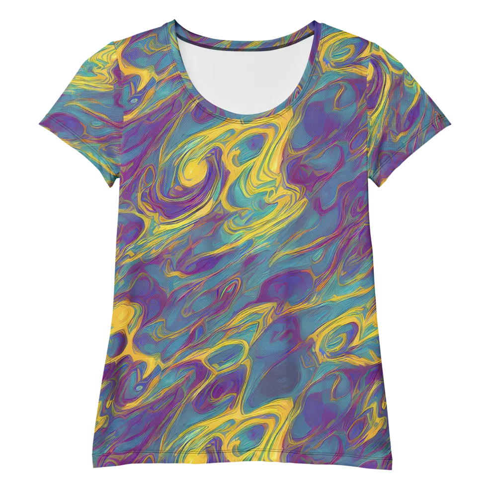 Golden Waveform on Women's Athletic T-Shirt — Front