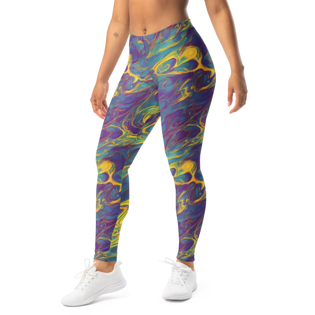 Golden Waveform on Leggings — Left Front