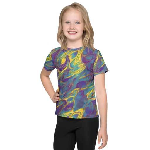 Golden Waveform on a Kids Crew Neck T-Shirt