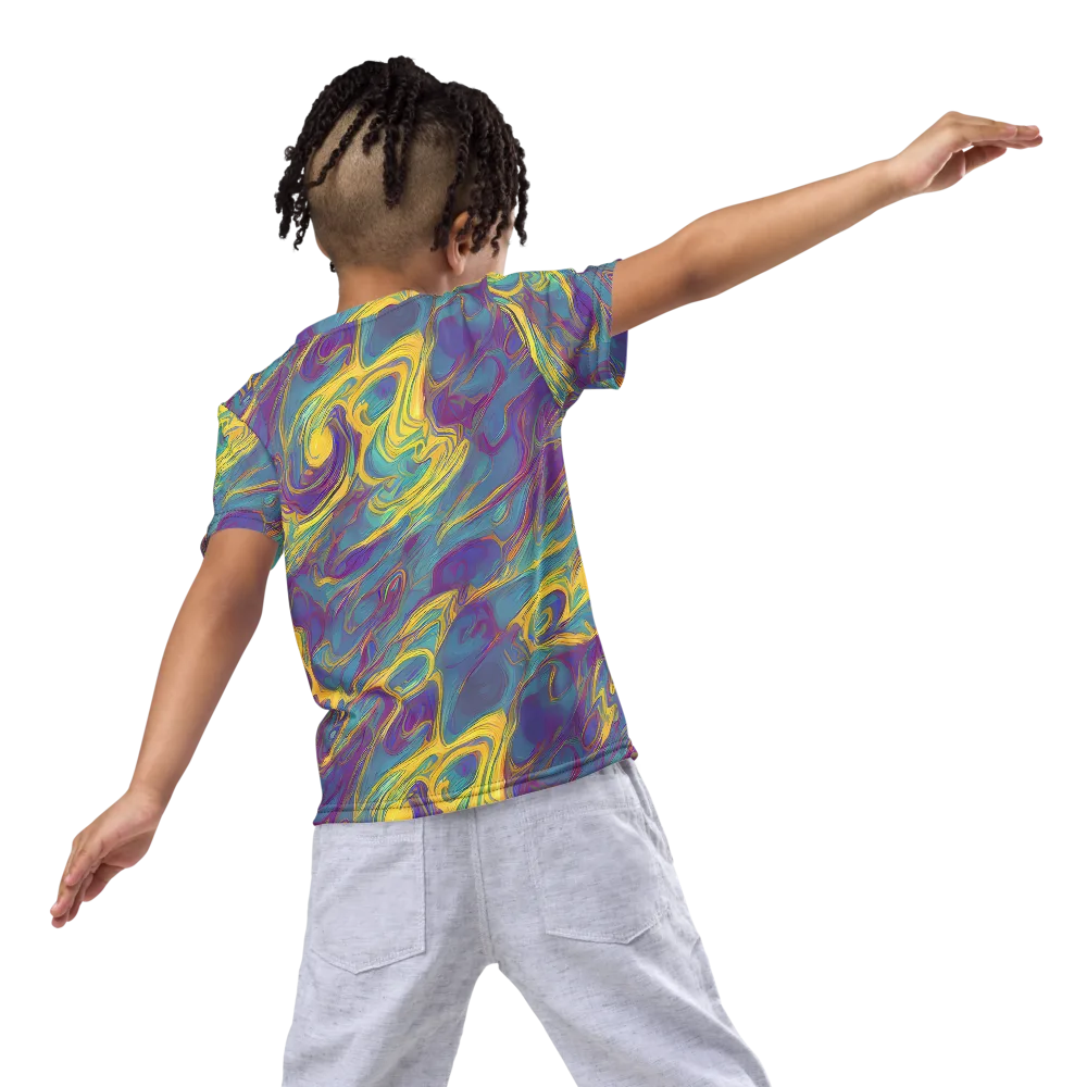 Golden Waveform on Kids Crew Neck T-Shirt — Back