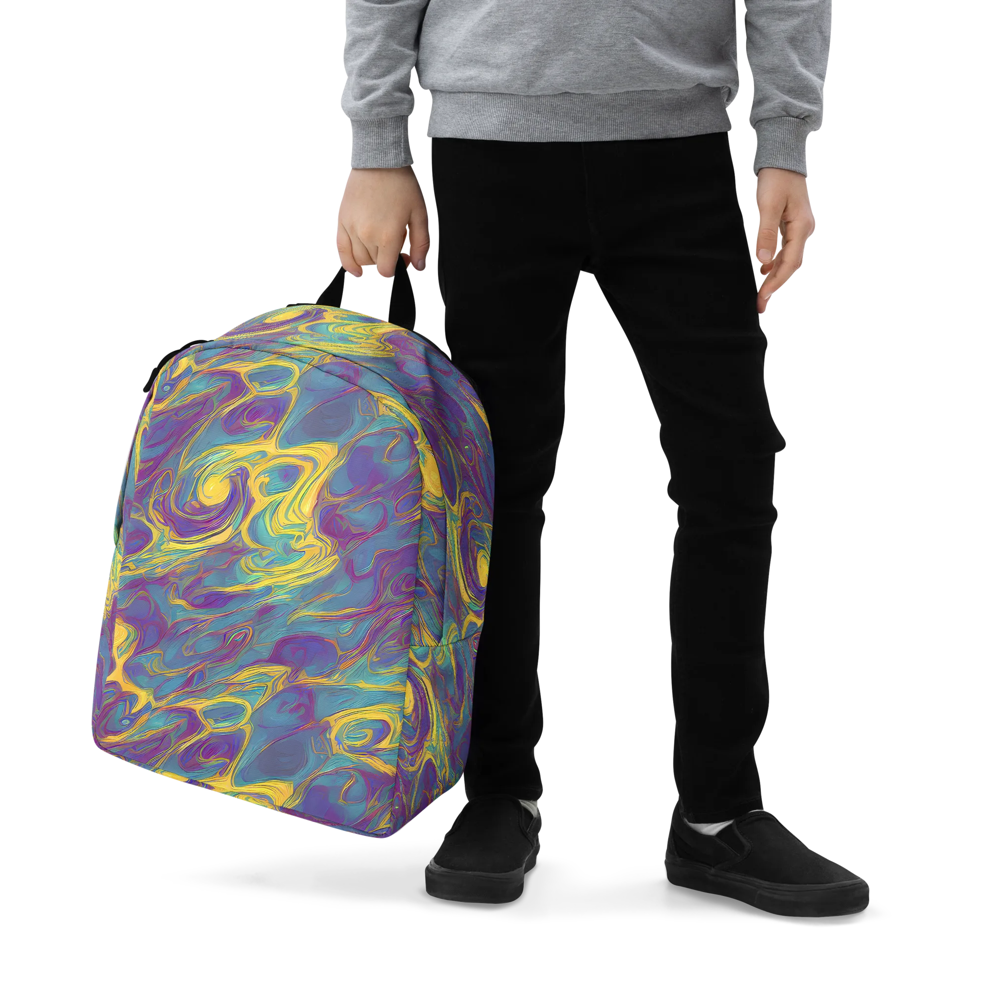 Golden Waveform on Minimalist Backpack — Zoomed-in
