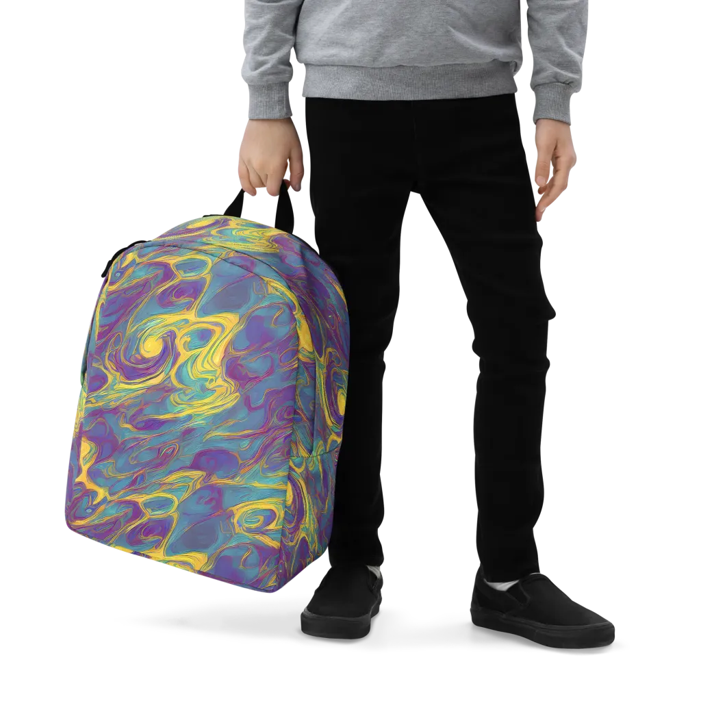 Golden Waveform on Minimalist Backpack — Zoomed-in