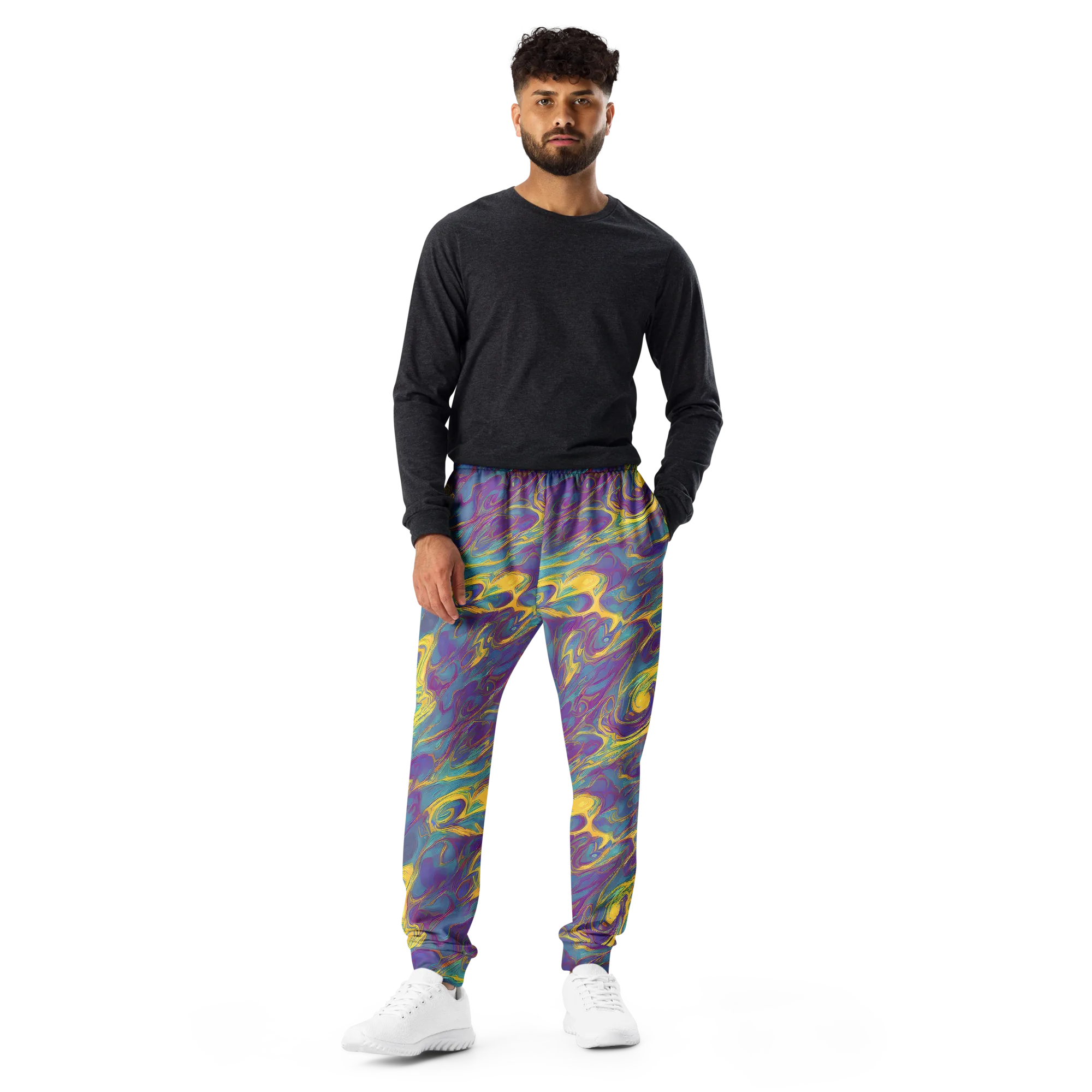 Golden Waveform on Men's Joggers — Front
