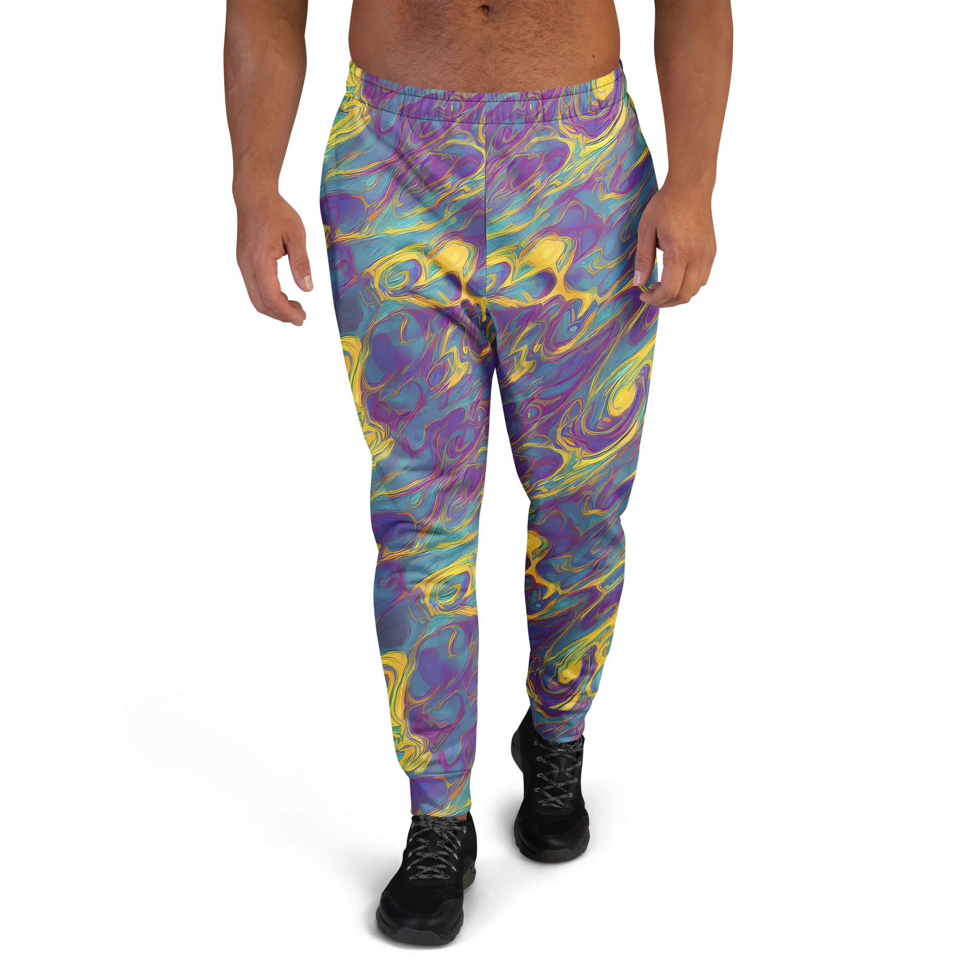 Golden Waveform on Men's Joggers — Front