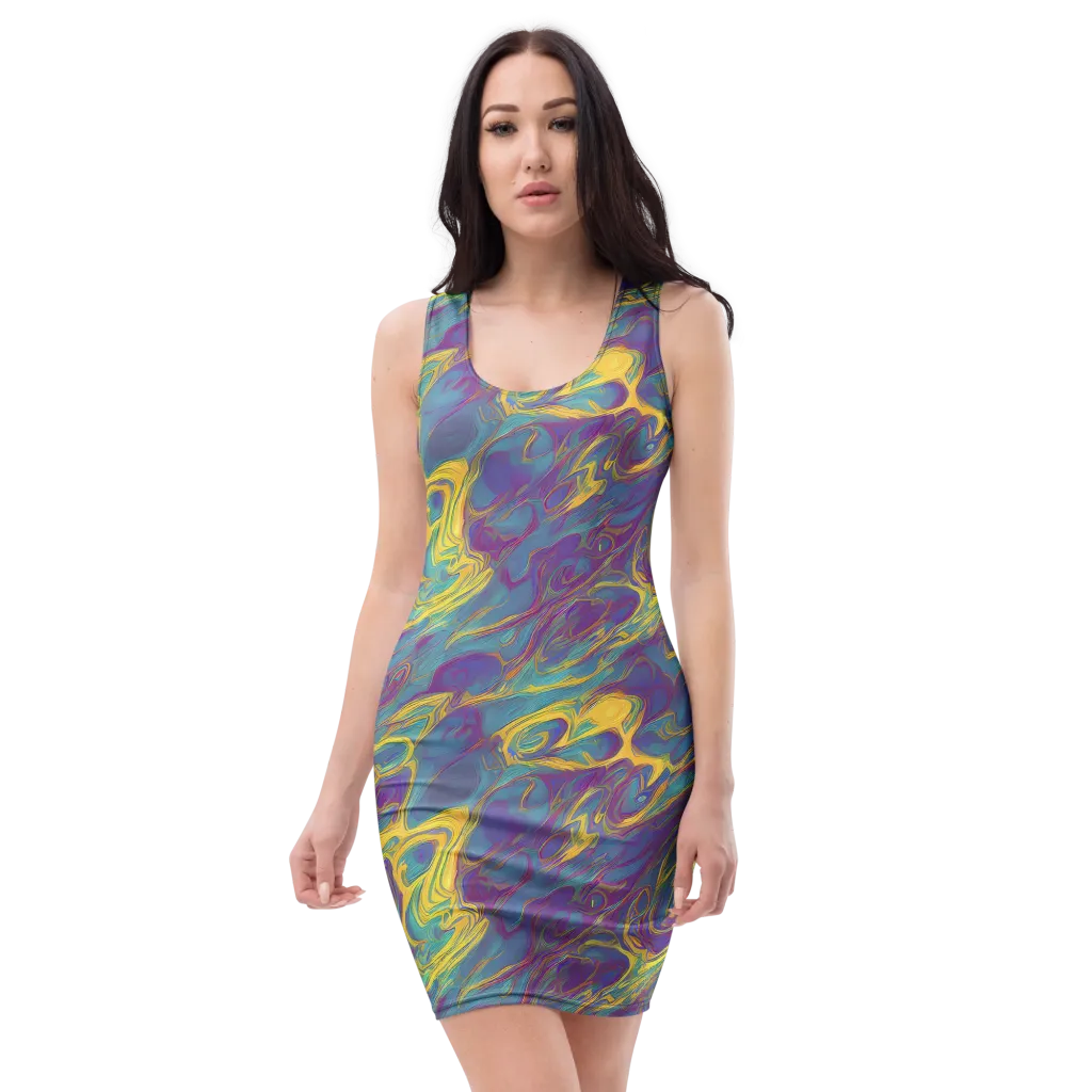 Golden Waveform on Bodycon Dress — Front