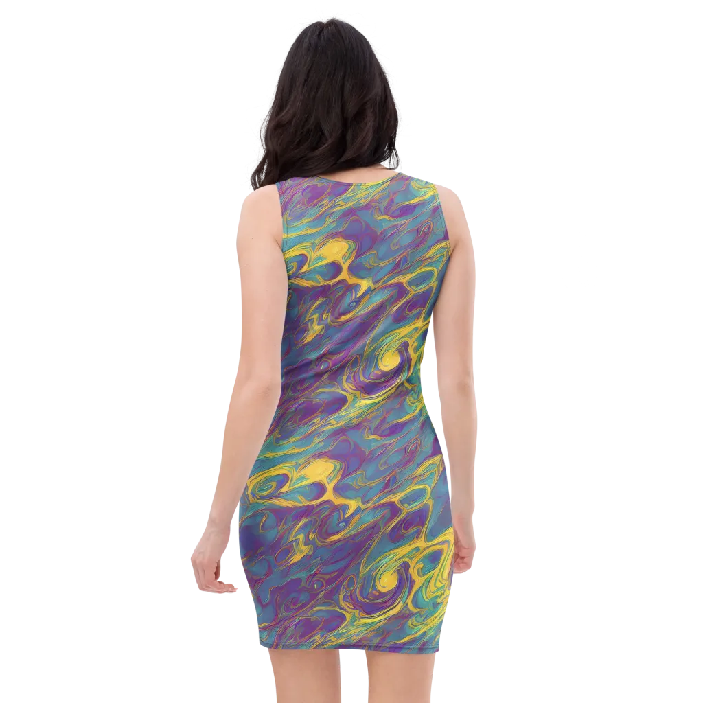Golden Waveform on Bodycon Dress — Back