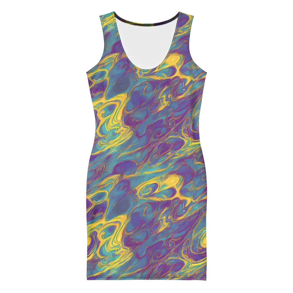 Golden Waveform on Bodycon Dress — Front