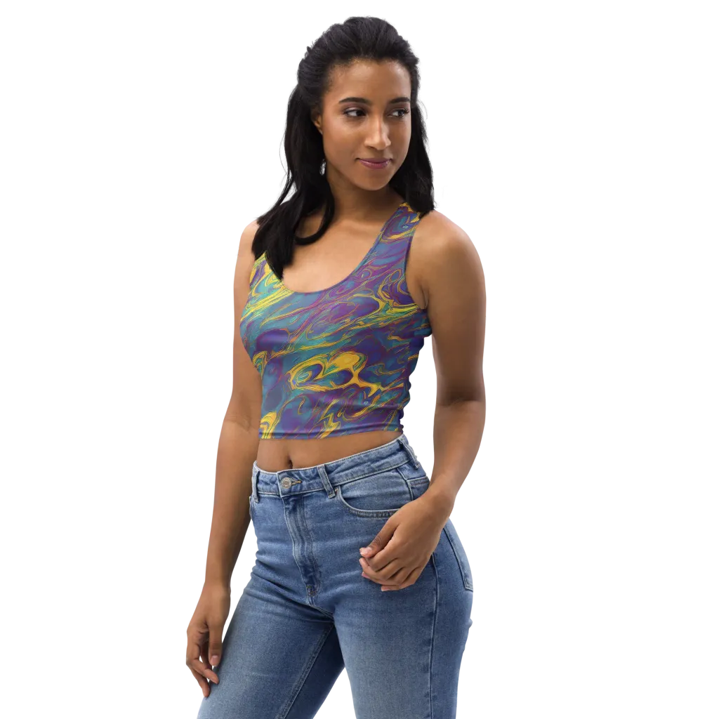 Golden Waveform on Crop Top — Left Front