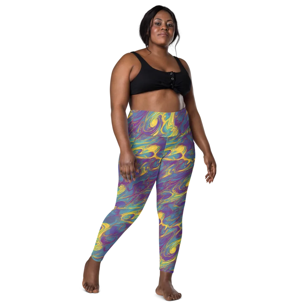 Golden Waveform on Leggings with Pockets — Front