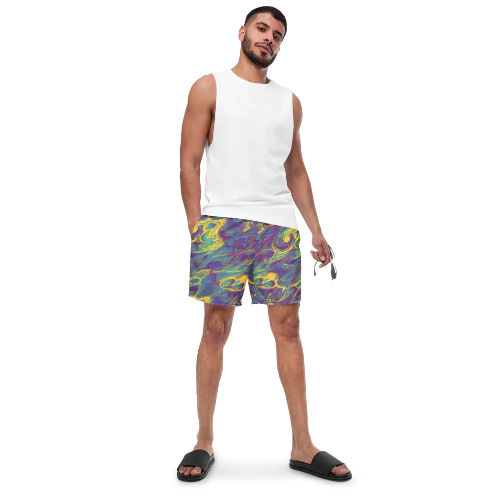 Golden Waveform on Swim Trunks — Front