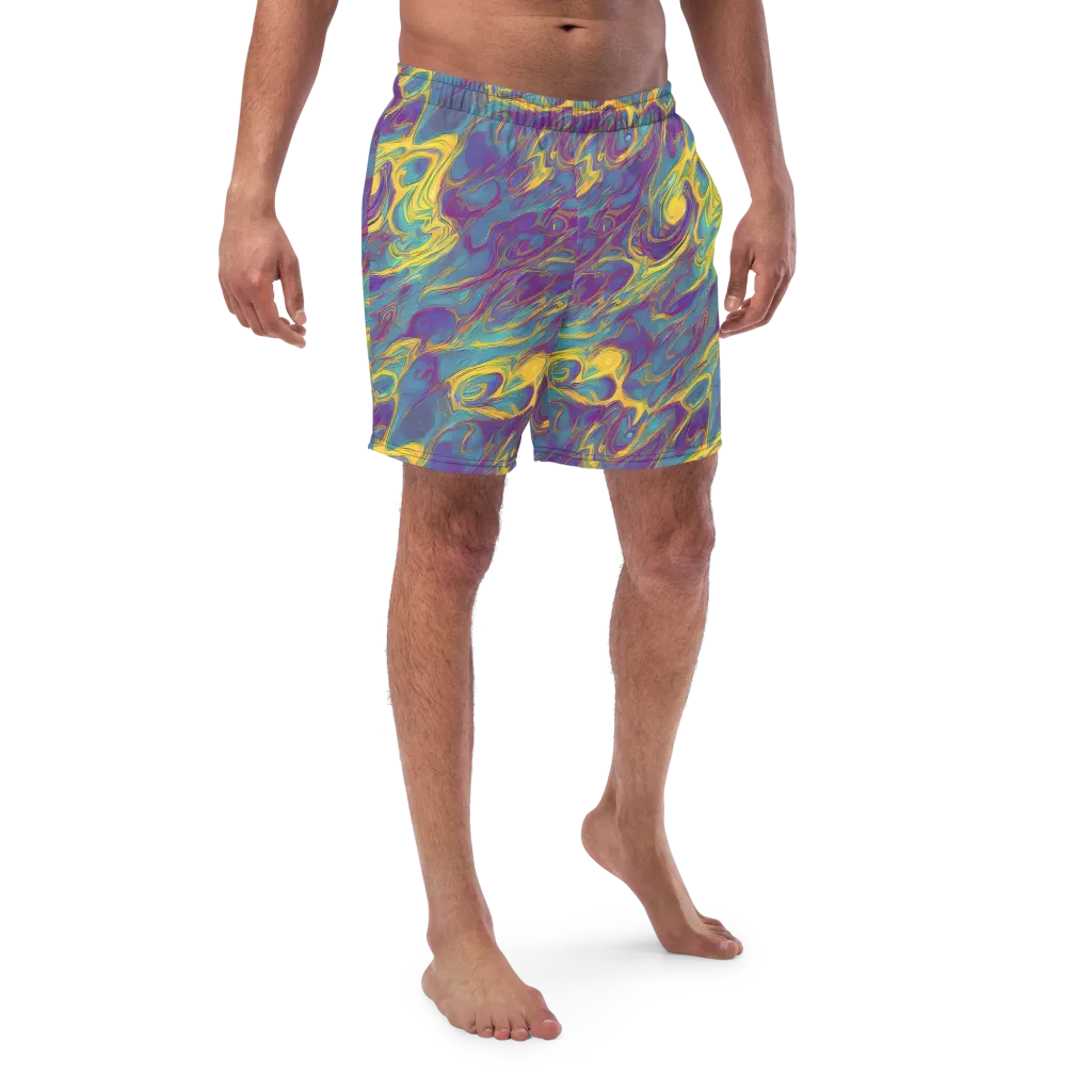 Golden Waveform on Swim Trunks — Front