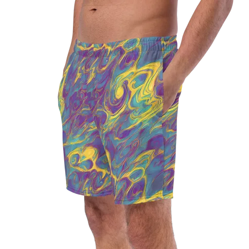 Golden Waveform on a Swim Trunks