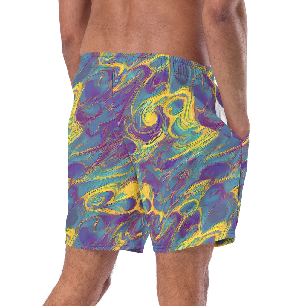 Golden Waveform on Swim Trunks — Right Back