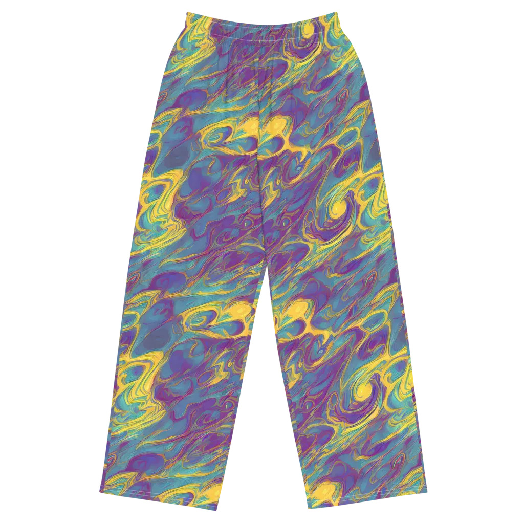 Golden Waveform on Wide-Leg Pants — Front