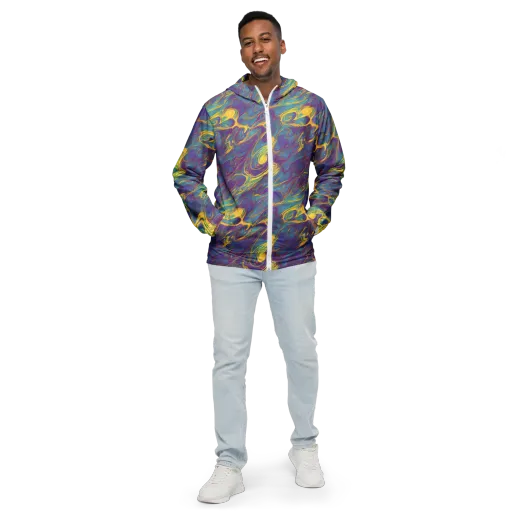 Golden Waveform on a Men's Windbreaker