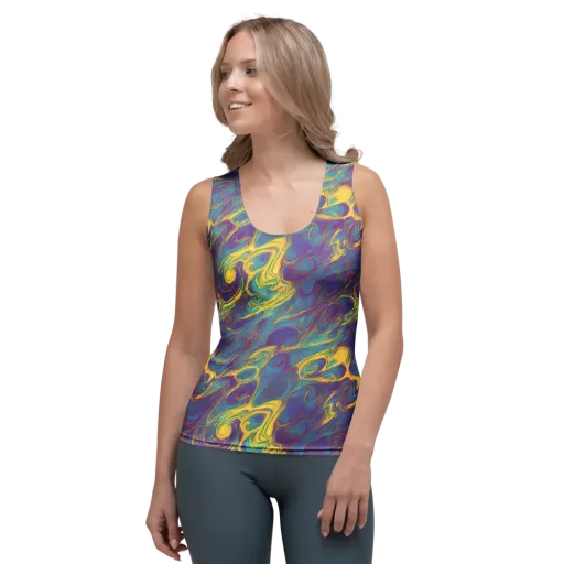 Golden Waveform on a Women's Tank Top