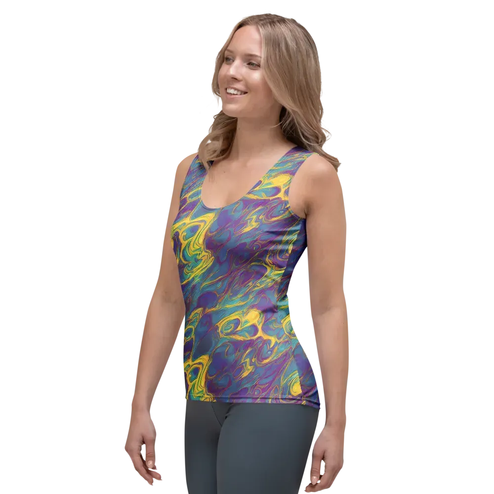 Golden Waveform on Women's Tank Top — Left Front