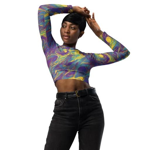 Golden Waveform on a Long Sleeve Crop Top