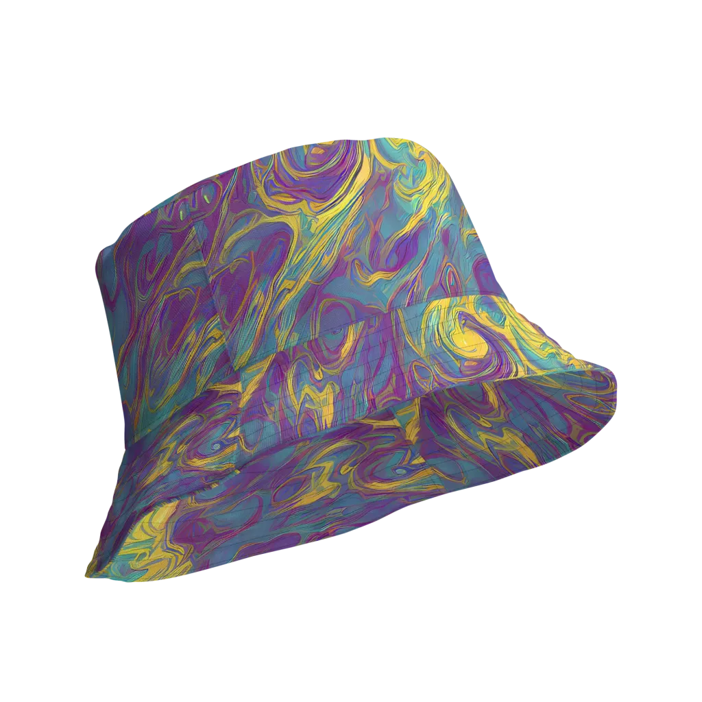 Golden Waveform on Reversible Bucket Hat — Product details Outside