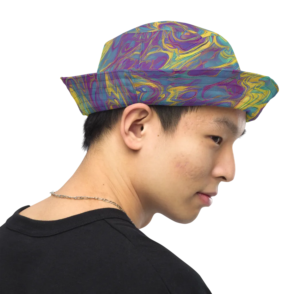 Golden Waveform on Reversible Bucket Hat — Right Outside