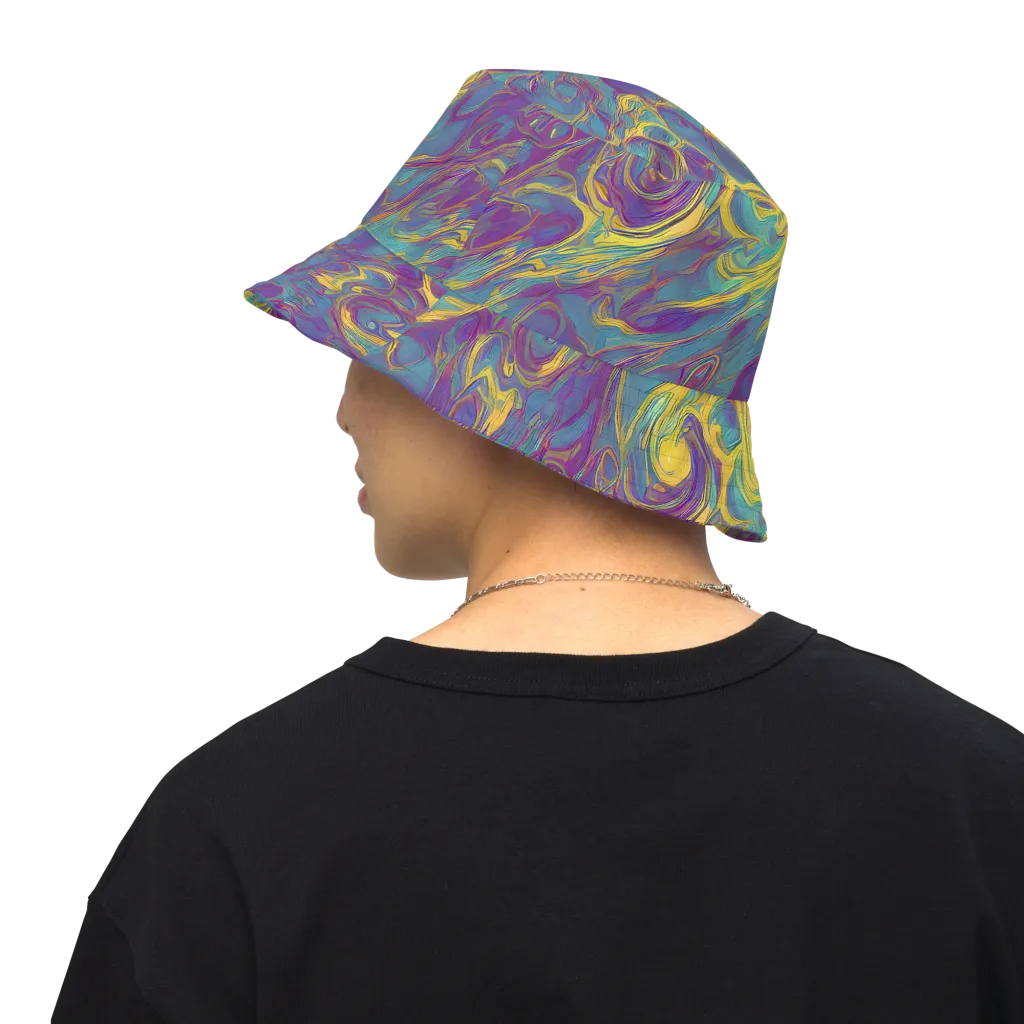 Golden Waveform on Reversible Bucket Hat — Back Inside