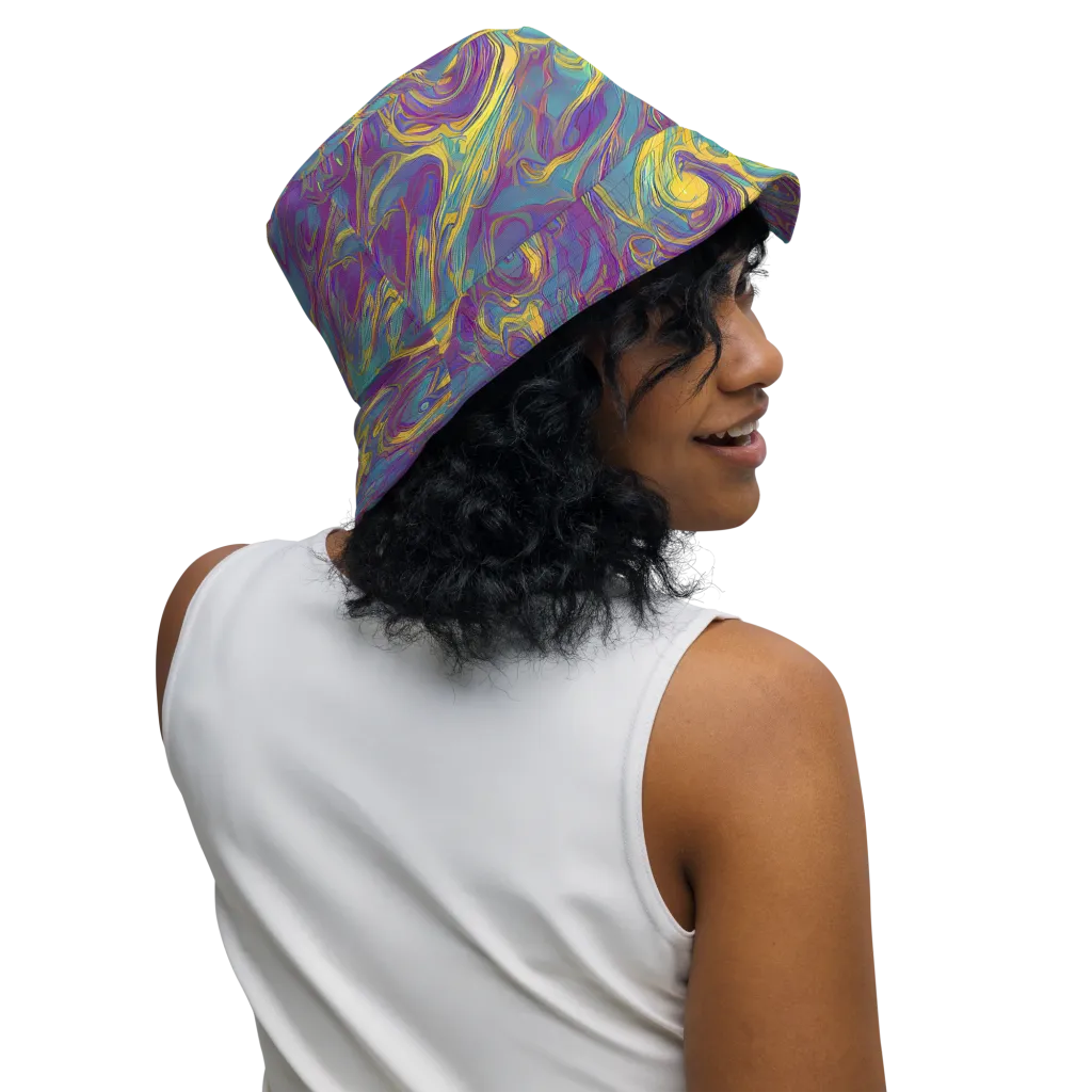 Golden Waveform on Reversible Bucket Hat — Right Outside