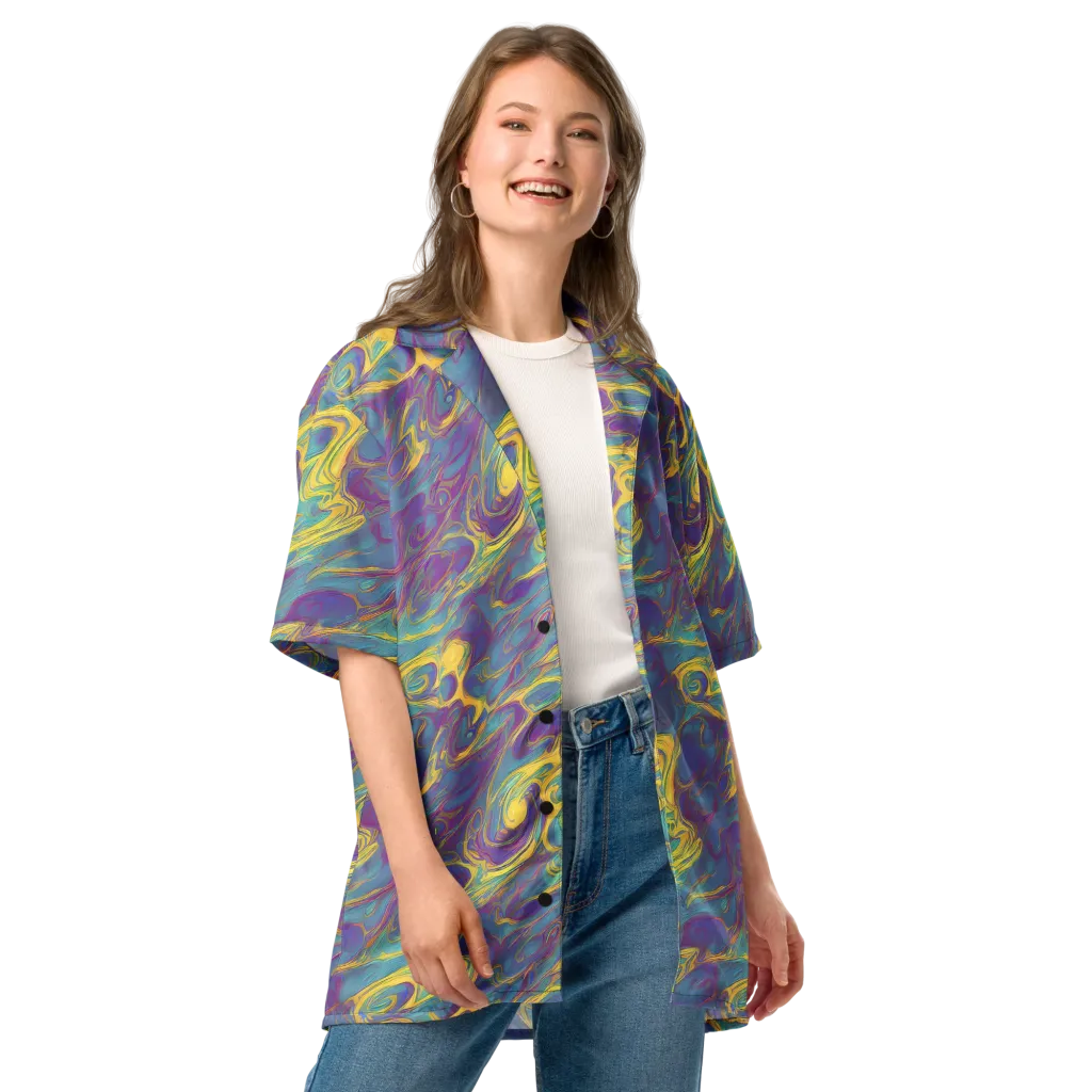 Golden Waveform on Button Shirt — Front